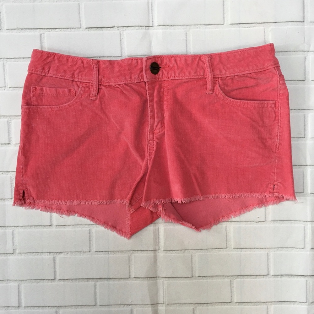 Roxy corduroy cut off shorts in coral pink size 9